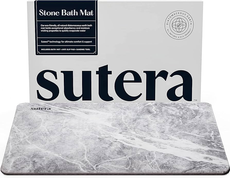 SUTERA - Stone Bath Mat, Diatomaceous Earth Shower Mat, Non-Slip Super Absorbent Quick Drying Bat... | Amazon (US)