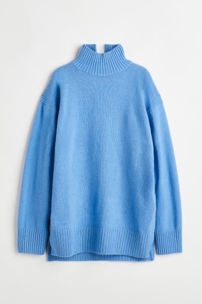 Oversized Turtleneck Sweater - Blue - Ladies | H&M US | H&M (US + CA)