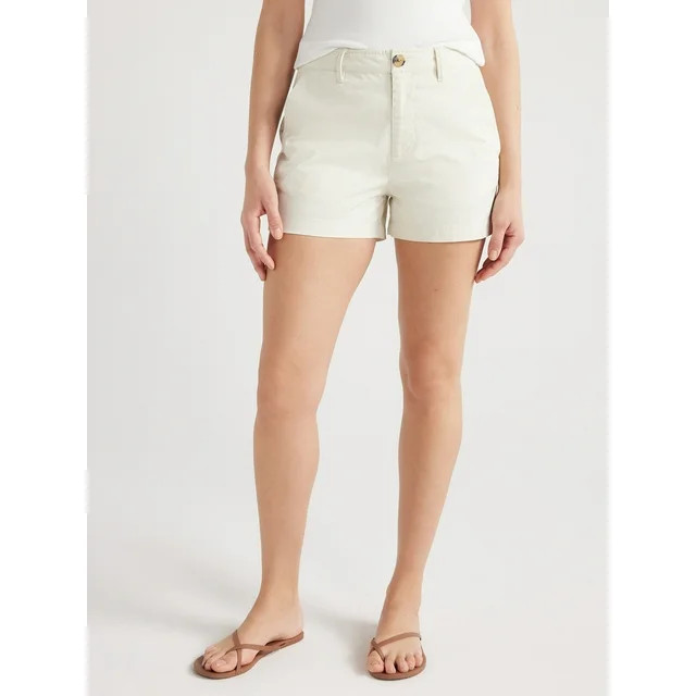 Free Assembly Women’s Mid-Rise Chino Shorts, 3.25” Inseam, Sizes 0-20 | Walmart (US)