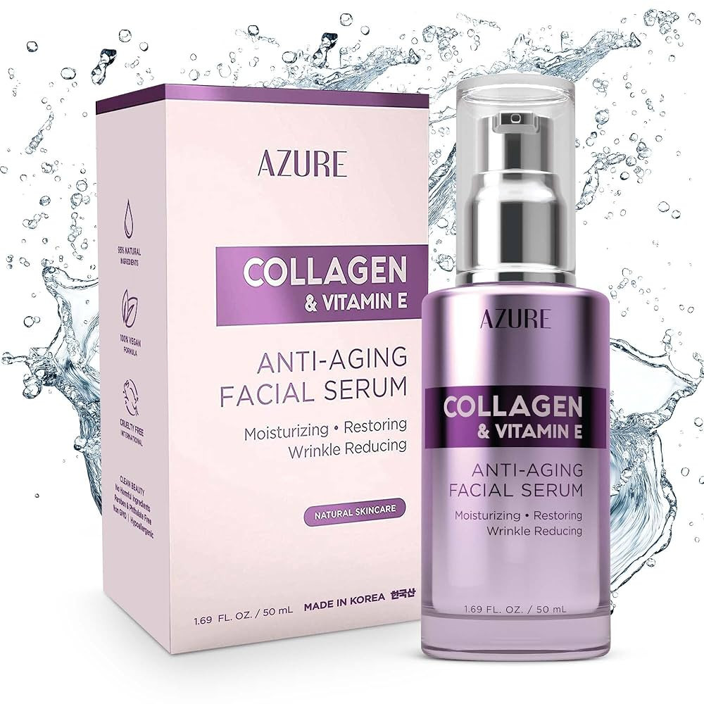 Azure Cosmetics Collagen & Vitamin E Serum For Face - Dermatologist Tested, Anti-Aging, Fine Line... | Amazon (US)