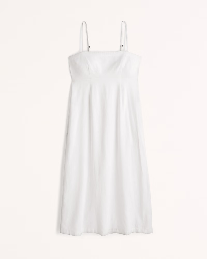 Linen-Blend Midi Dress | Abercrombie & Fitch (US)