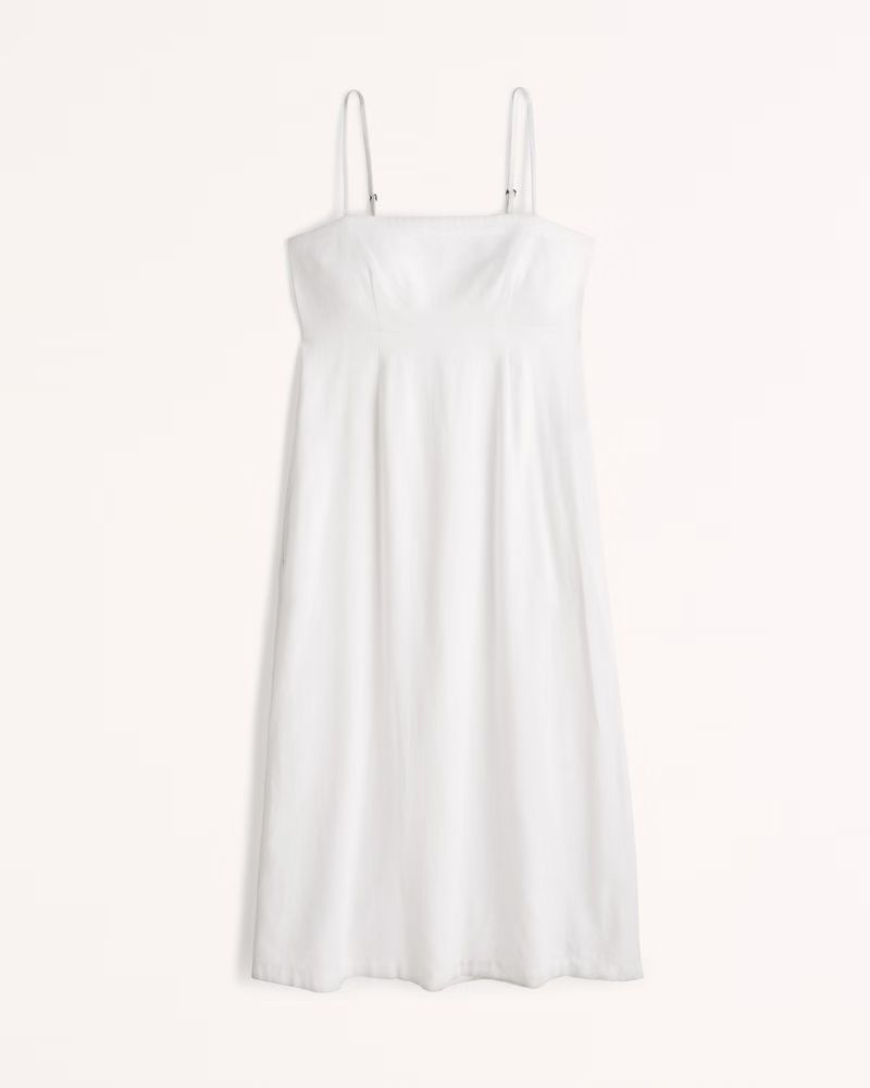 Linen-Blend Midi Dress | Abercrombie & Fitch (US)