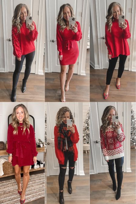 Holiday outfits Christmas outfits red sweaters red sweater dress tartan scarf fair isle sweater red cardigan amazon fashion amazon finds

#LTKHoliday #LTKunder50