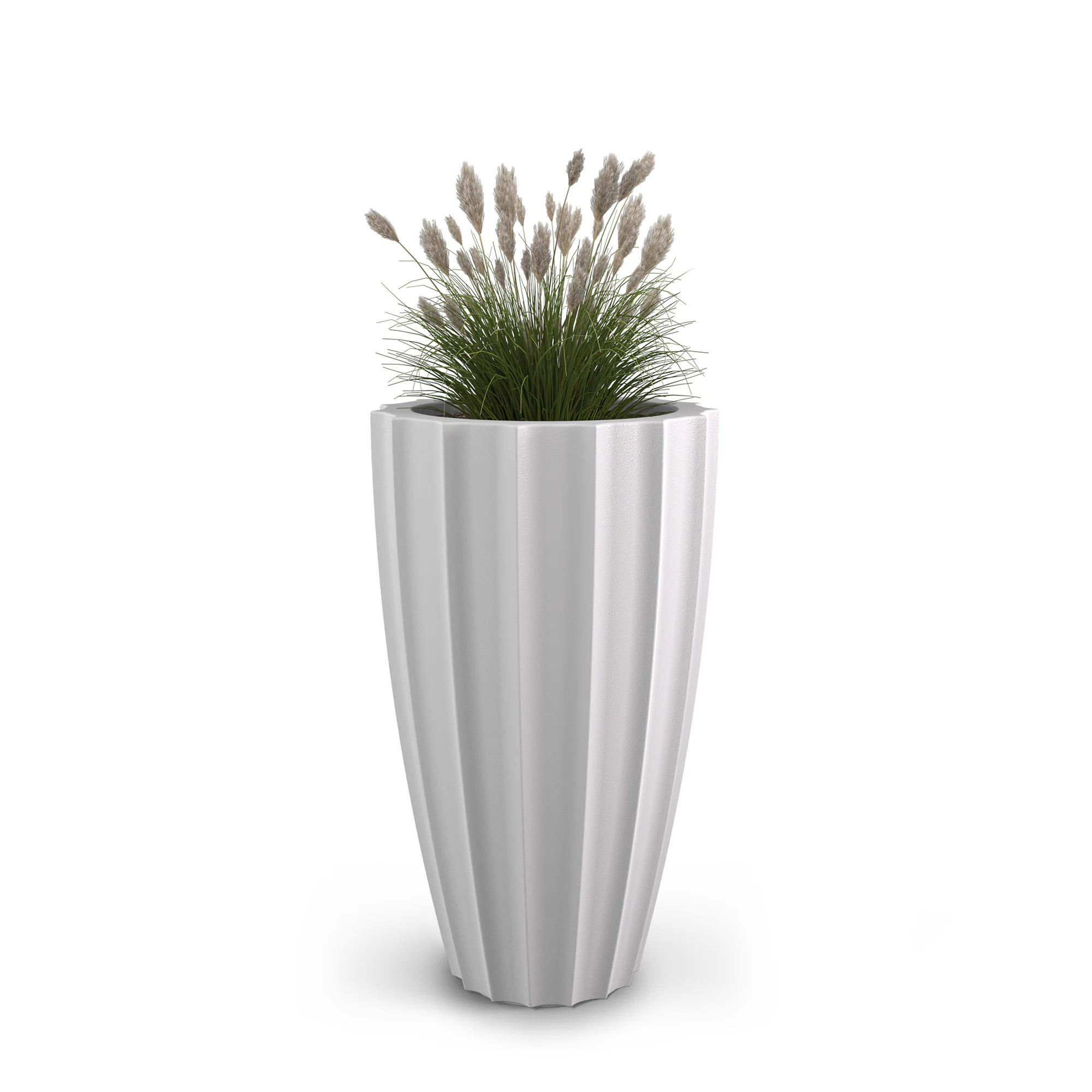 Mayne Round 15.9-in W x 28-in H White Resin Outdoor Planter | 2832-W | Lowe's