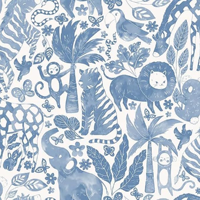 NuWallpaper NUS4850: Sweet Safari Blue Peel & Stick Wallpaper, Multi | Amazon (US)