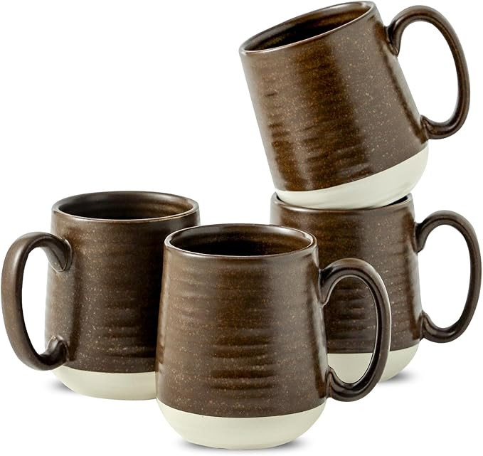 HASENSE Ceramic Coffee Mug Set of 4, 15 oz Coffee Cups with Big Handles, Large Latte Mugs for Men... | Amazon (US)