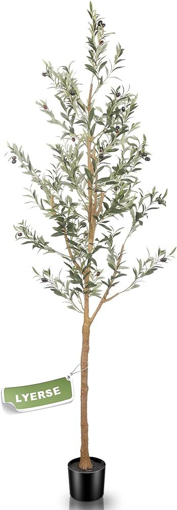 LYERSE 7ft Artificial Olive Tree Tall Fake Potted Olive Silk Tree with Planter Large Faux Olive B... | Amazon (CA)
