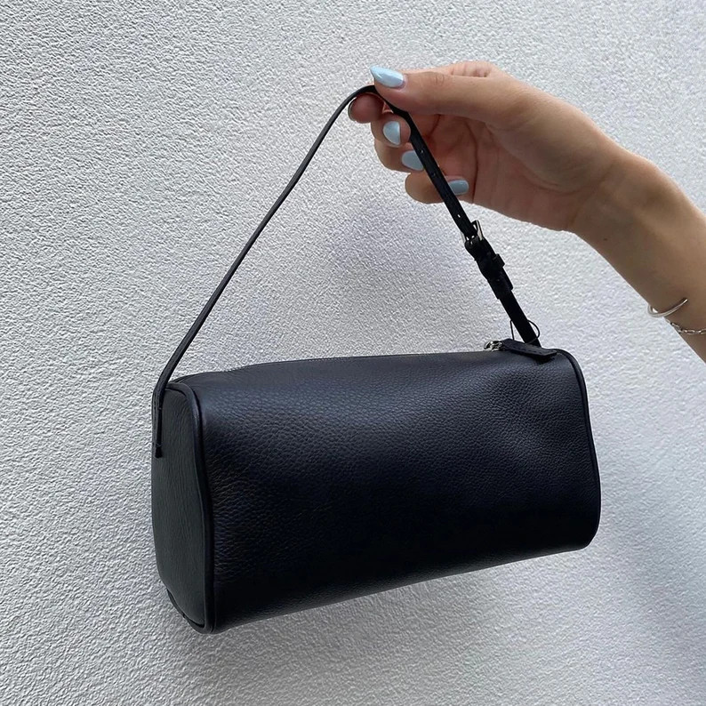 90s Baguette Bag, Minimalist Handbags, Women's Leather Pouch, Small Leather Tote, Cute Evening Pu... | Etsy (US)