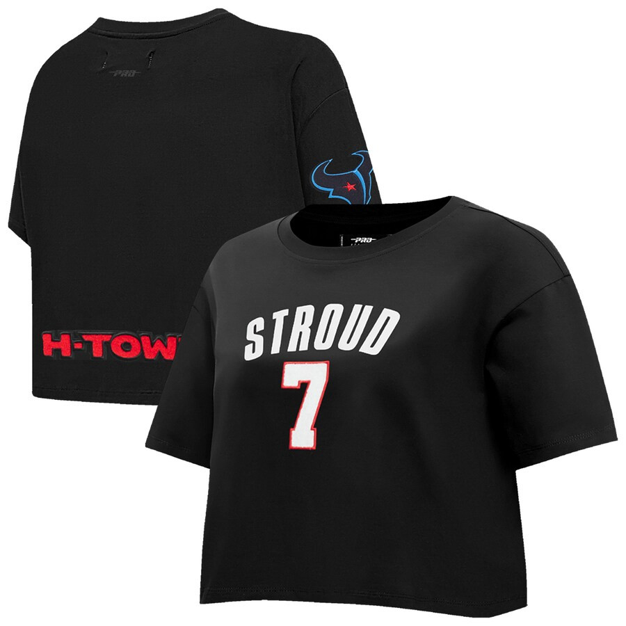 C.J. Stroud Houston Texans Pro Standard Women's Player Name & Number Cropped Boxy T-Shirt - Black | Fanatics