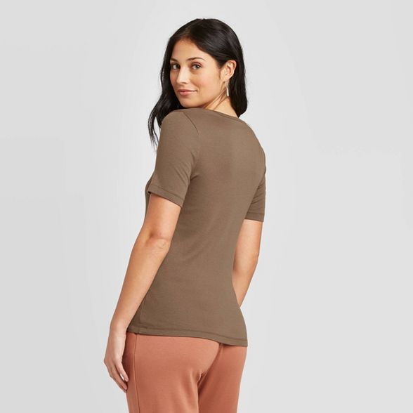 Women's Slim Fit Short Sleeve V-Neck Fitted T-Shirt - A New Day™ | Target