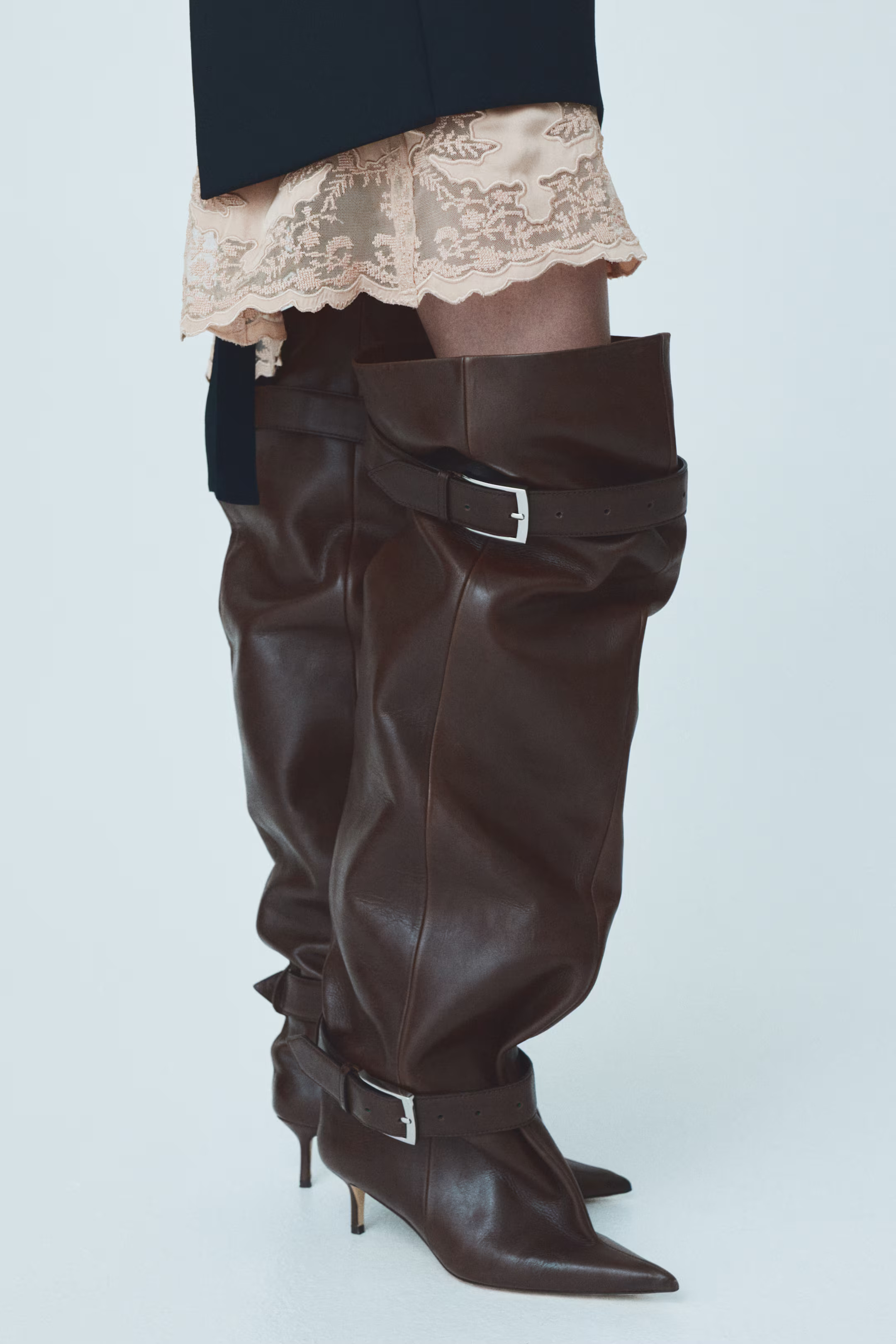 High-Leg Leather Boots | H&M (US + CA)