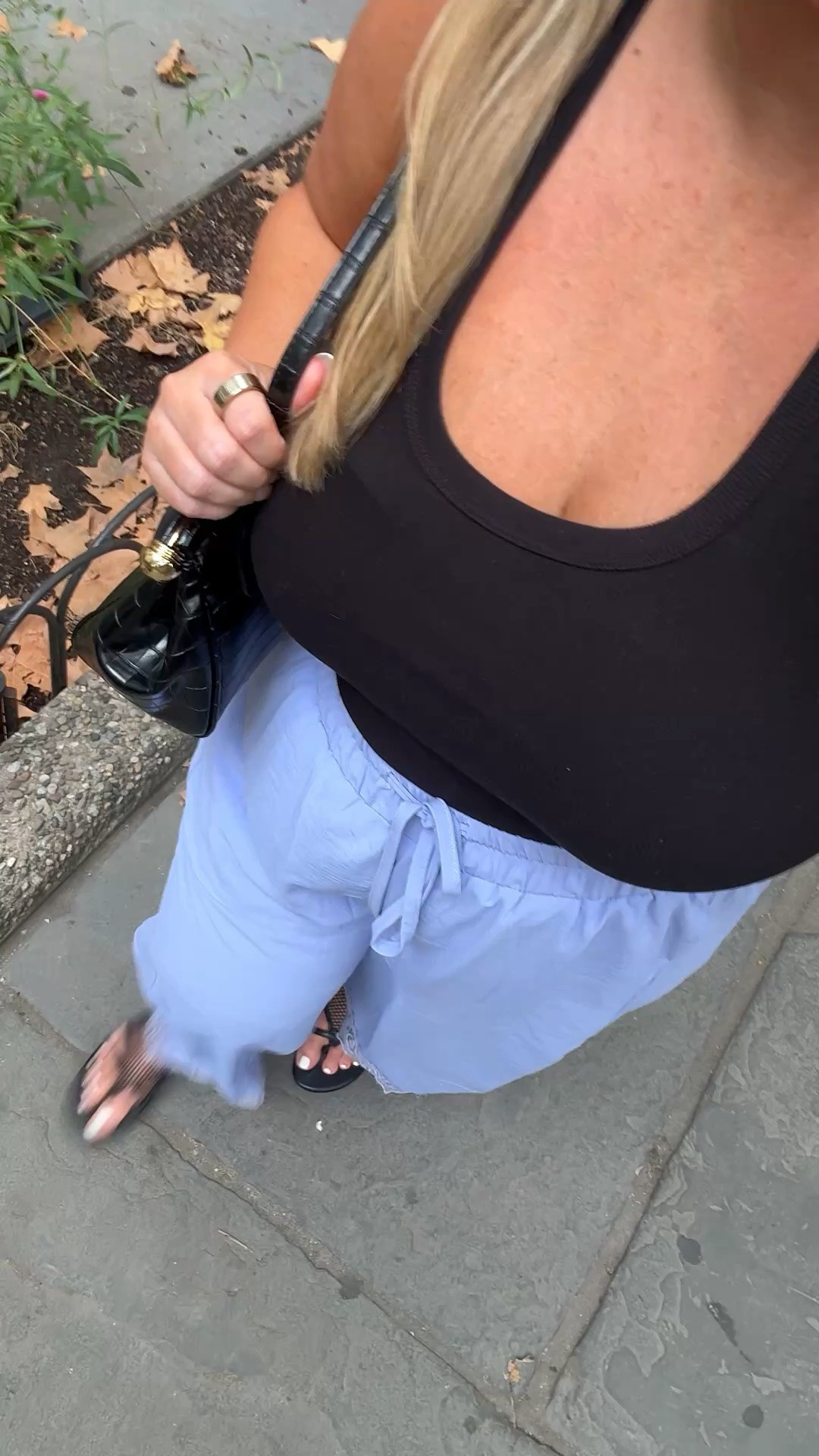 Casual outfit for running around Bryant Park today for lunch! Took a red eye so need comfy and functional for the day! 
@Aritzia tank size LARGE 
Amazon pants size LARGE 
Sandals run tts

#LTKNYFW #LTKPetite #LTKMidsize
