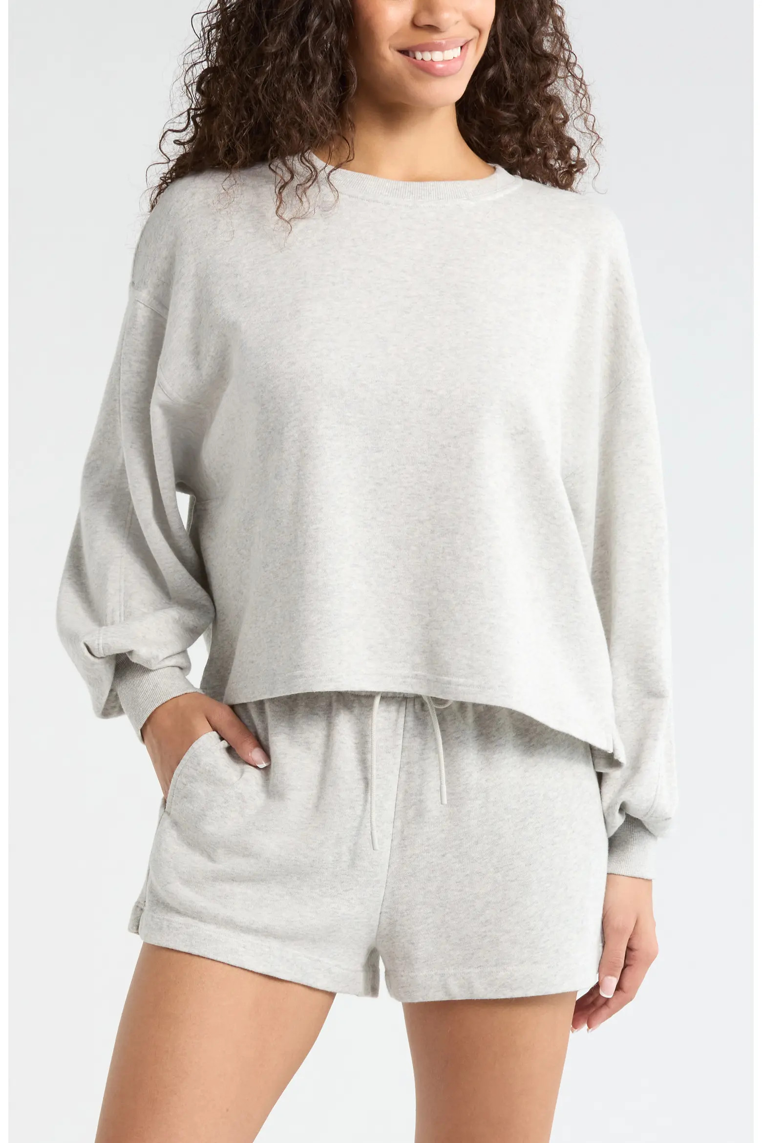 Zella Go Easy French Terry Crewneck Sweatshirt (Women) | Nordstrom | Nordstrom