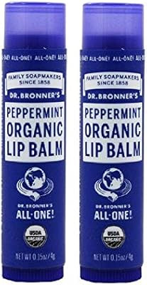 Dr. Bronners Organic Moisture Lip Balm & Magic Massage Balm (Peppermint Lip Balm, 2 Pack) | Amazon (US)