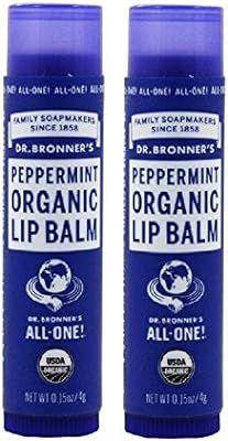 Dr. Bronners Organic Moisture Lip Balm & Magic Massage Balm (Peppermint Lip Balm, 2 Pack) | Amazon (US)