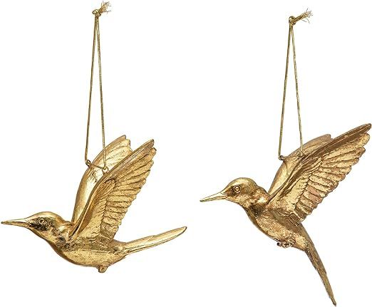 Creative Co-Op Resin Hummingbird Ornament, Gold Finish, Set of 2 Styles | Amazon (US)