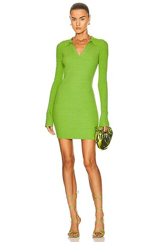 Helmut Lang Marl Mini Dress in Green | FWRD 