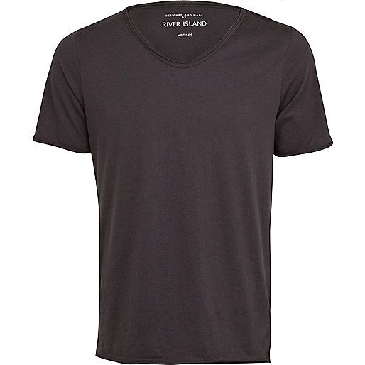 Black washed low scoop neck t-shirt | River Island (US)