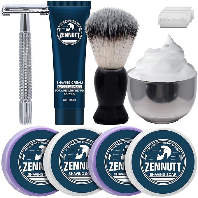 4 Packs Shaving Soap w/Shaving Bowl,Shaving Brush,Shaving Cream,Unqiue Gift Set Mens Shaving Kit ... | Amazon (US)