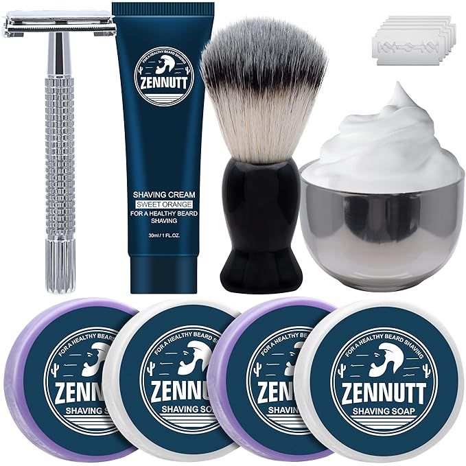 4 Packs Shaving Soap w/Shaving Bowl,Shaving Brush,Shaving Cream,Unqiue Gift Set Mens Shaving Kit ... | Amazon (US)
