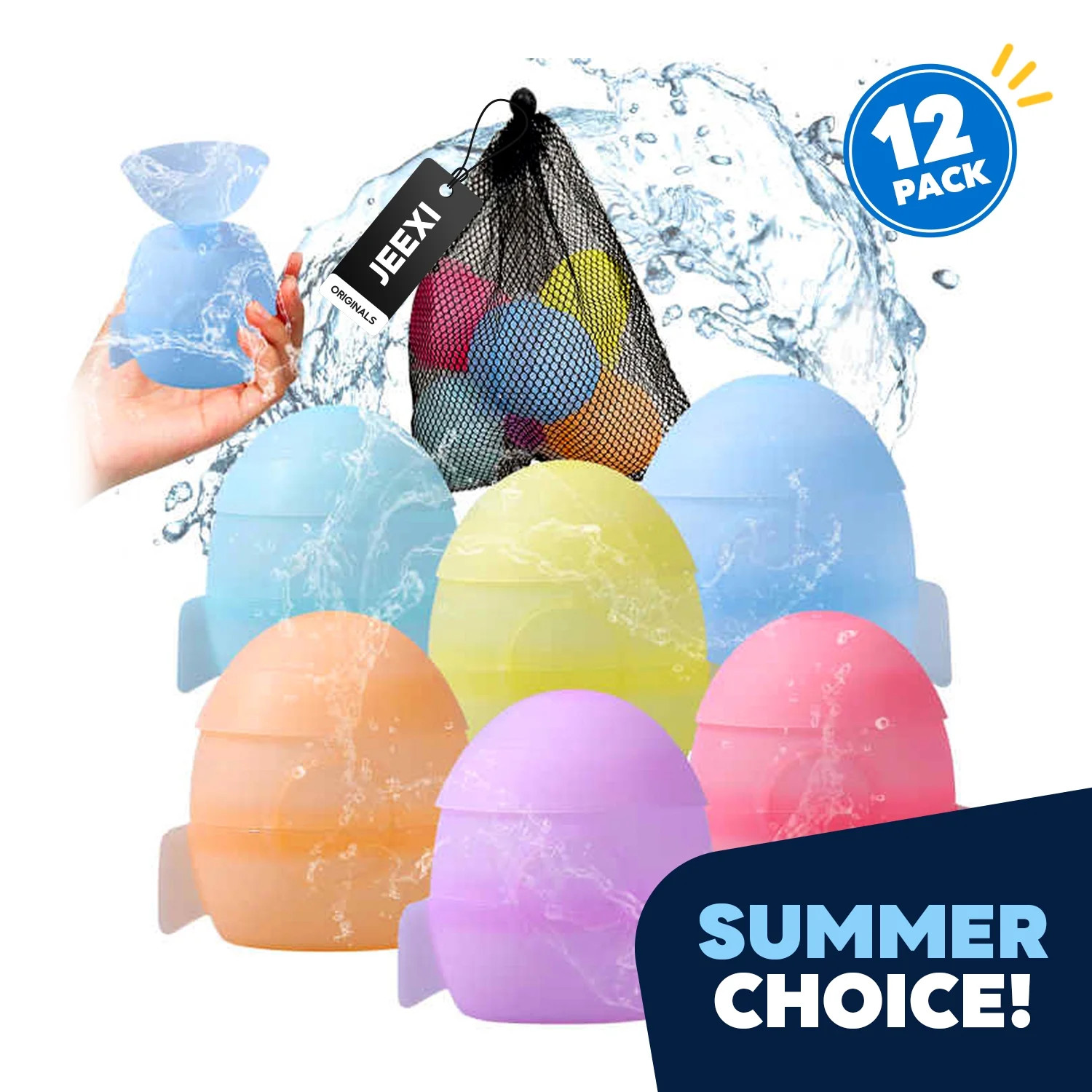 Reusable Water Balloons for Kids 12 PCS Quick Fill Water Balls with Mesh Bag Pool Beach Backyard ... | Walmart (US)