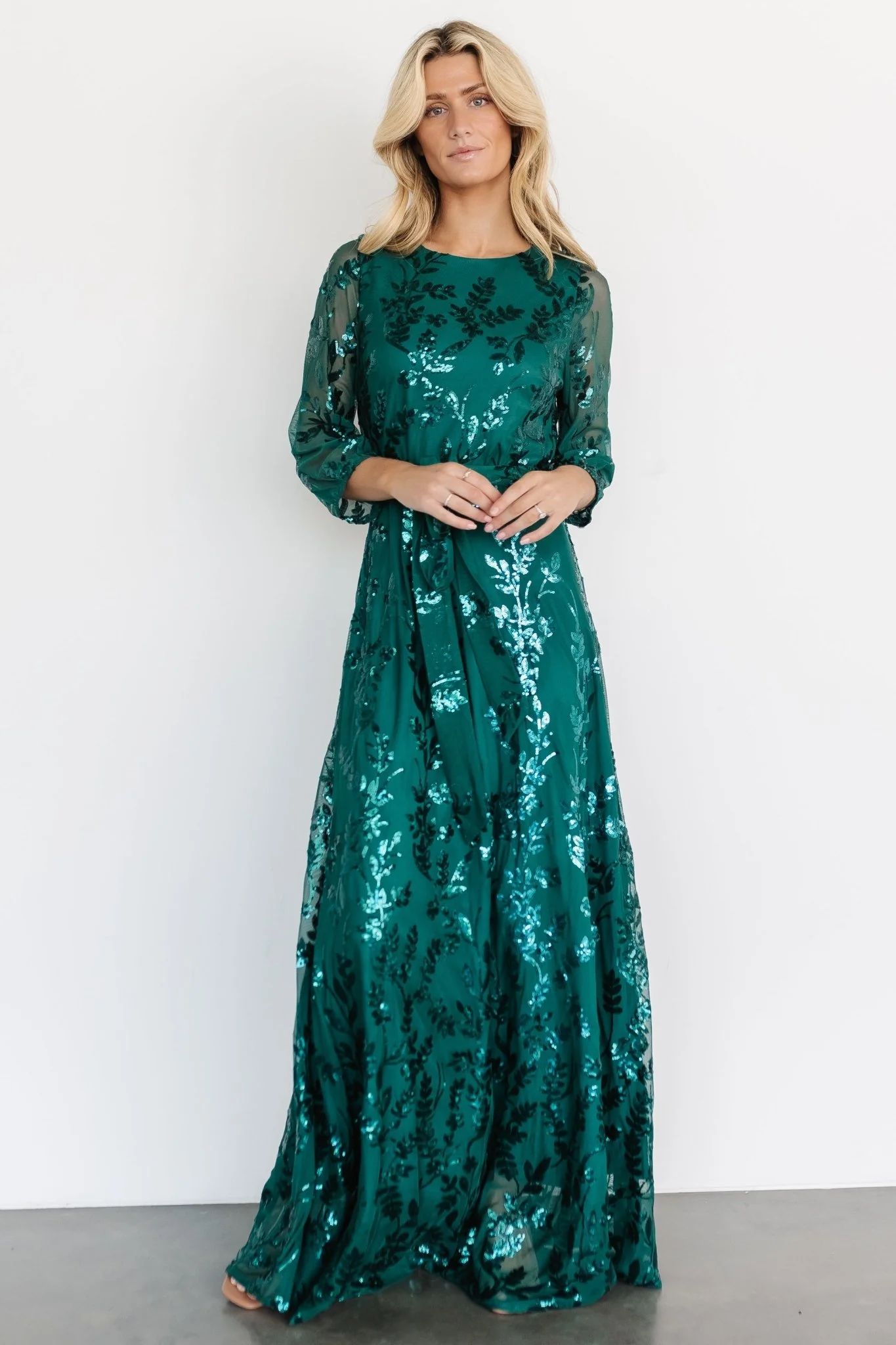 Destiny Sequin Maxi Dress | Emerald | Baltic Born