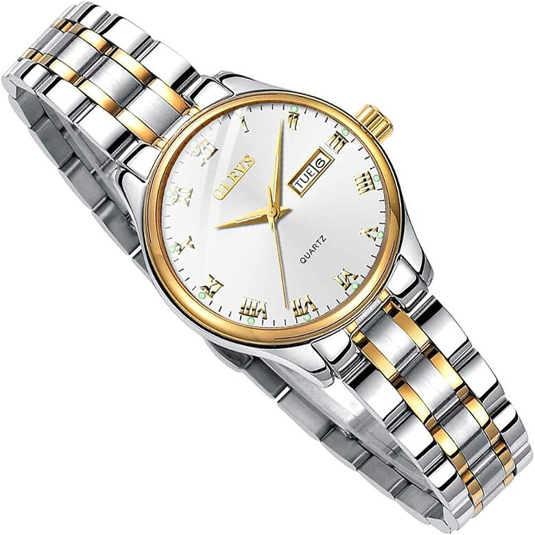 OLEVS Women's Wrist Watch, Small Wrist Diamond Accent Quartz Ladies Dress Watch with Day Date, Go... | Amazon (US)