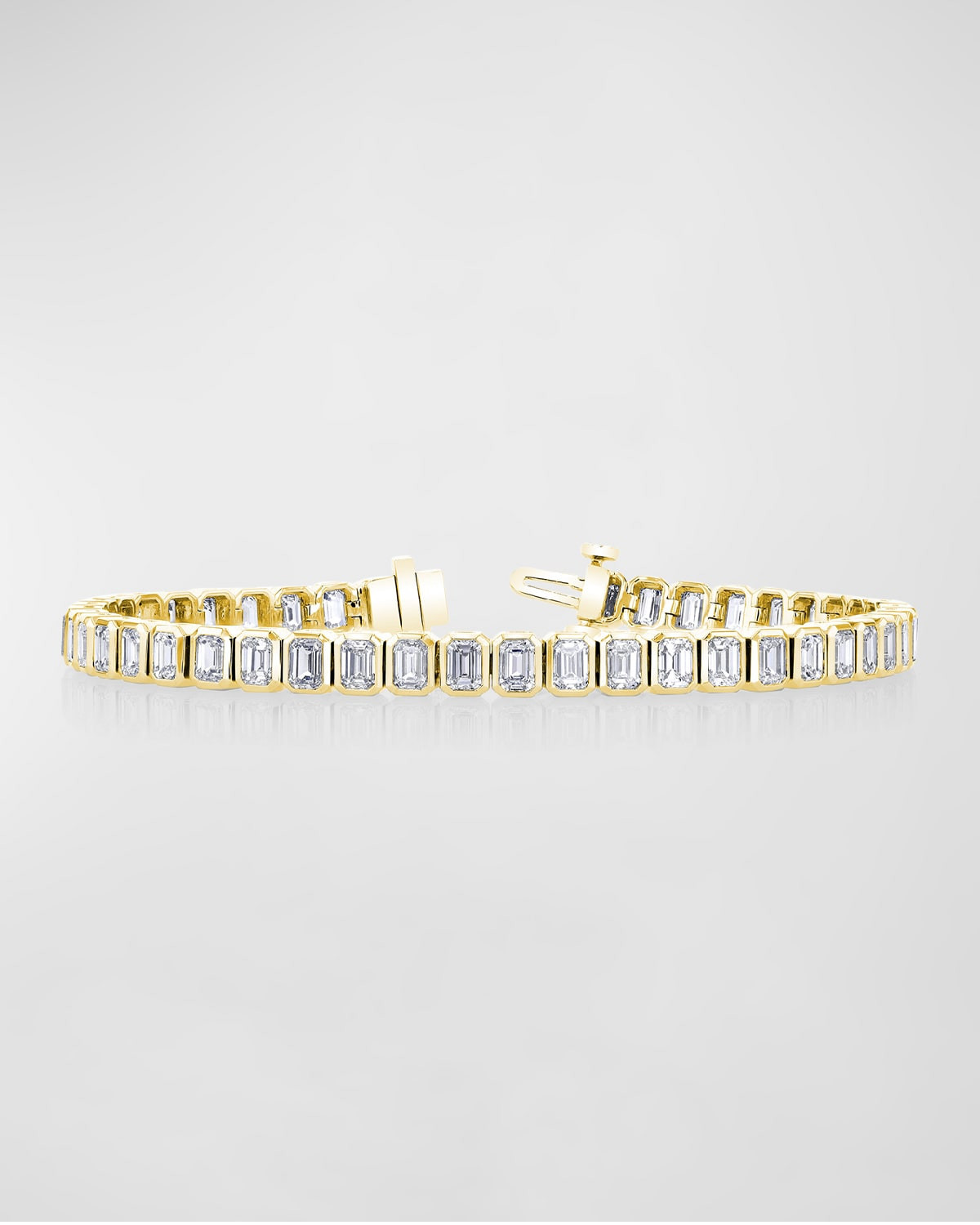 x Christina Adamo 18K Gold North-South Bezel-Set Diamond Tennis Bracelet, 9.60tcw, 7"L | Neiman Marcus