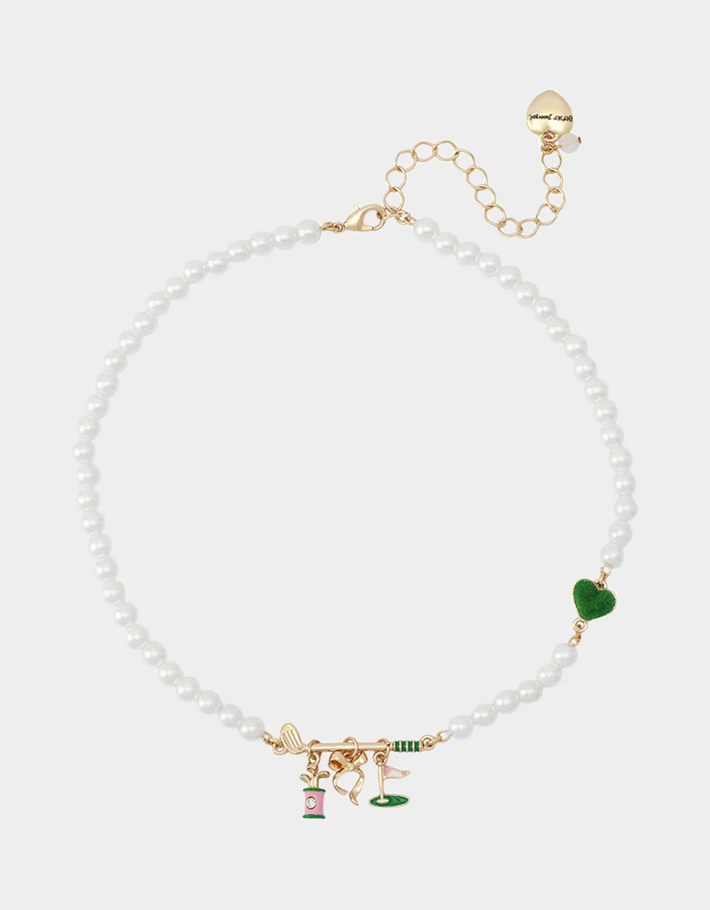 GOLF FRONTAL NECKLACE GREEN Women's Sports-Themed Golf Pearl Necklace | Betsey Johnson