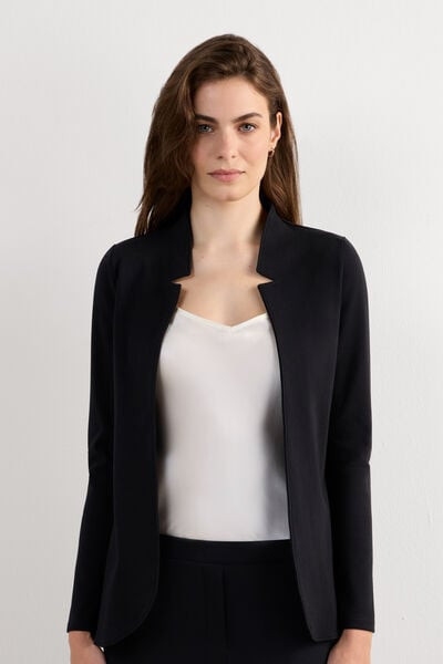 Intimissimi Long-Sleeved Cotton Interlock Cardigan Woman Black Size L | Intimissimi (US)
