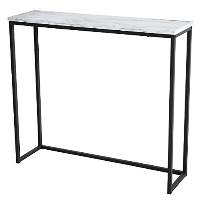 Tilly Lin Modern Accent Faux Marble Console Table, Black Metal Frame, for Hallway Entryway Living ro | Amazon (US)