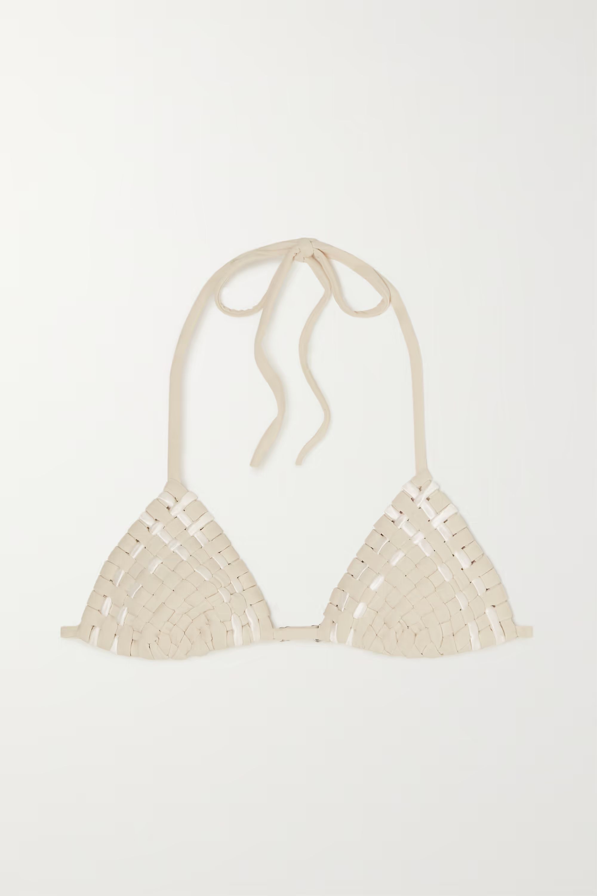 Weavemix braided stretch-satin triangle bikini top | NET-A-PORTER (US)