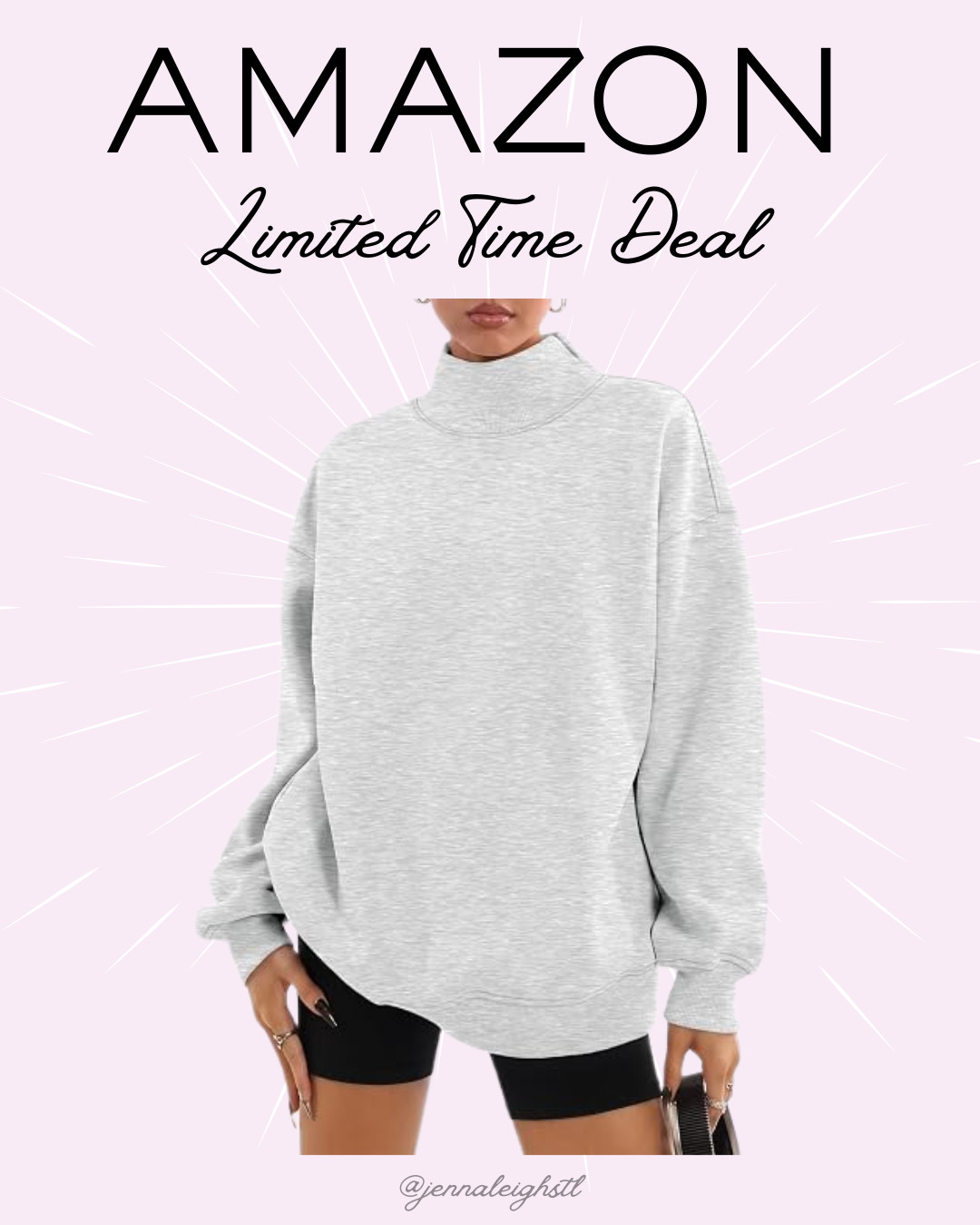 Amazon Limited Time Deal! These oversized mock neck sweatshirts are trending for fall, and they're down to just $23. 

 #LTKSeasonal #LTKSaleAlert #LTKMidsize
