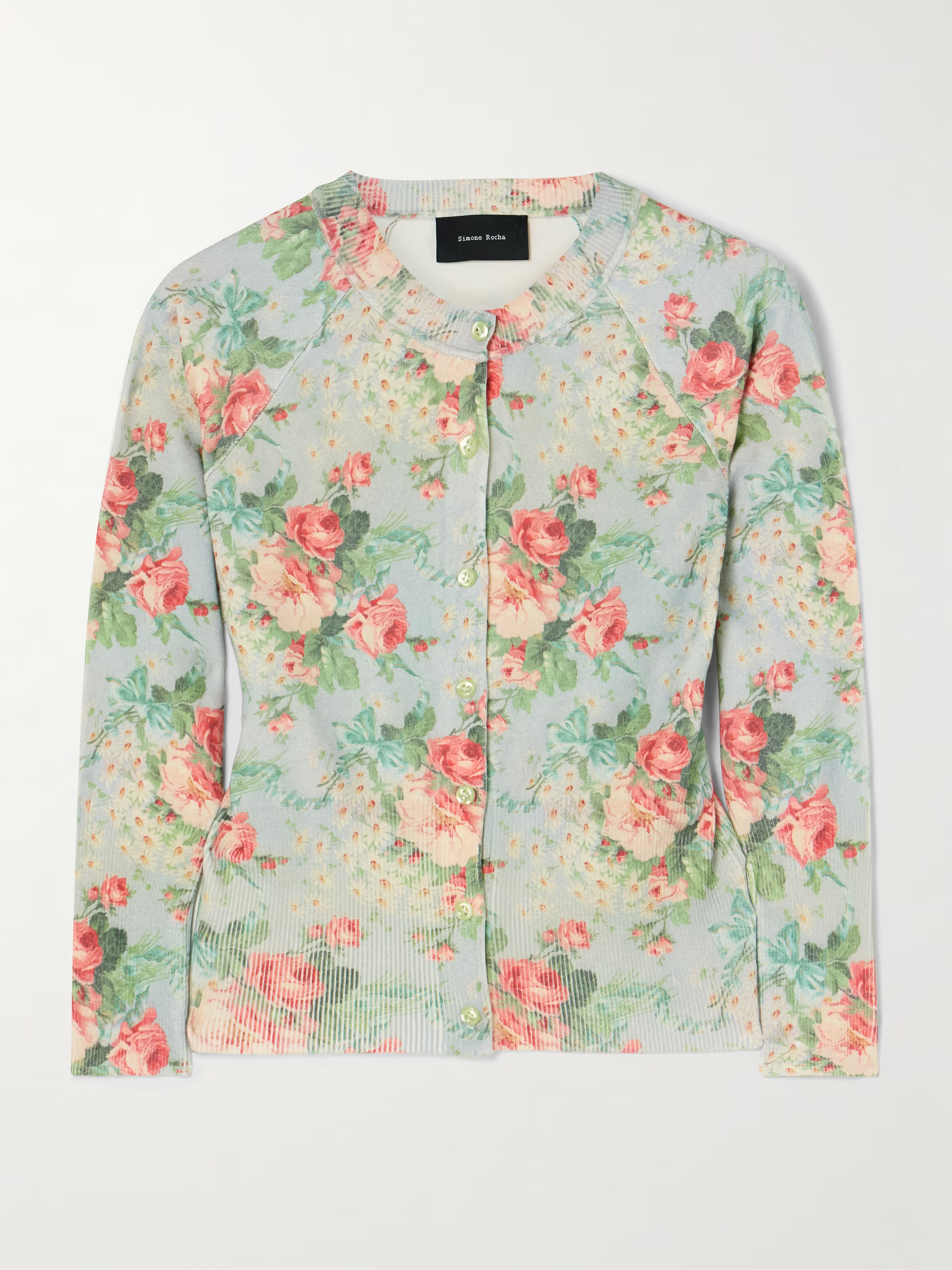 Cropped floral-print knitted cardigan | NET-A-PORTER (US)