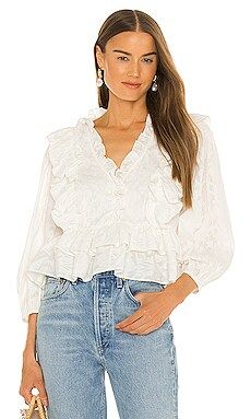 Something Navy Audrey Ruffle Top in White from Revolve.com | Revolve Clothing (Global)