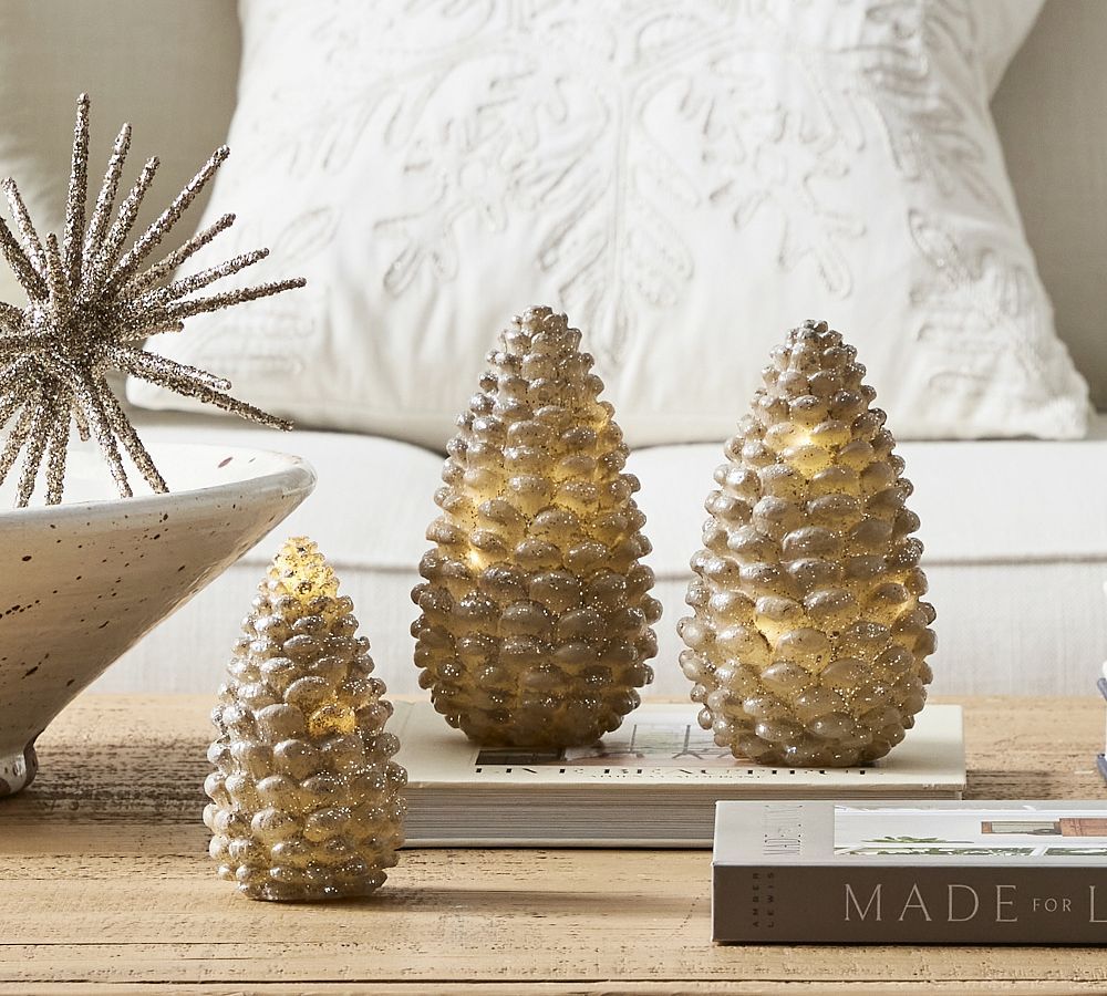 Lit Handcrafted Rustic Pinecones - Set of 2 | Pottery Barn (US)