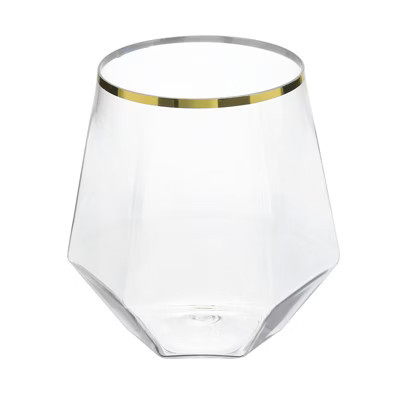 Unique Bargains Stemless Diamond Shape Lightweight Gold Trim Wine Glasses Drinkware 1 Pc | Target