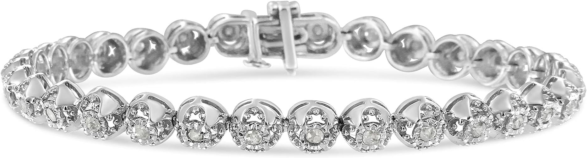 Original Classics .925 Sterling Silver 1.0 Cttw Miracle Plate 7" Diamond Bracelet (I-J Color, I3 ... | Amazon (US)