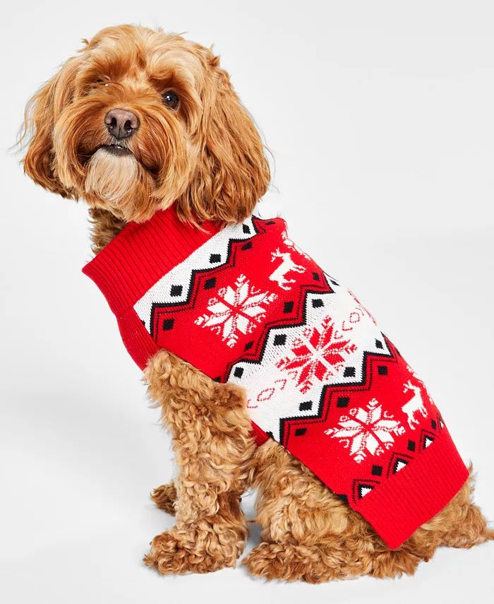 Charter Club Dog Nordic Fair Isle Holiday Sweater, Created for Macy's & Reviews - Pet Accessories... | Macys (US)