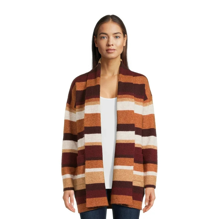 Time and Tru Women's Fuzzy Cardigan Sweater with Pockets, Midweight, Sizes XS-XXXL | Walmart (US)