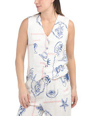 Linen Blend Nautical Cowgirl Vest | Juniors | Marshalls | Marshalls