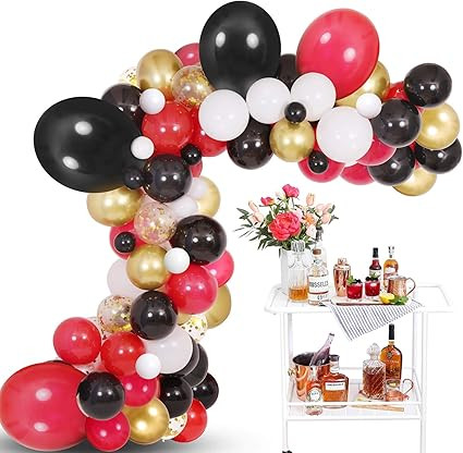 Black White Red Balloon Garland Kit, 125 Pack Balloons Garland Kit Including 18INCH Black Red Bal... | Amazon (US)