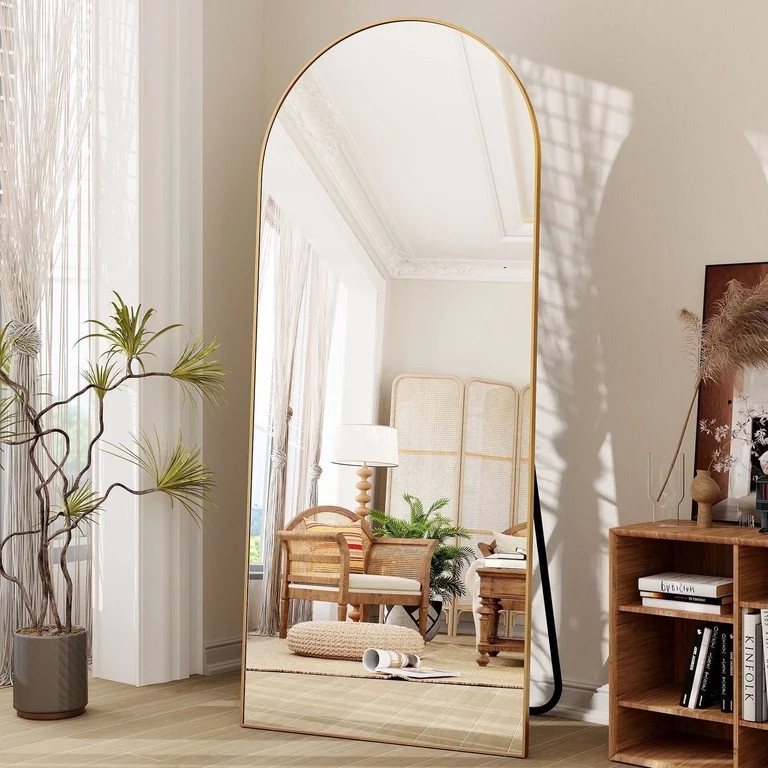 BEAUTYPEAK 71"x 26" Oversized Full Length Mirror Arch Standing Floor Mirror Full Body Mirror, Gol... | Walmart (US)