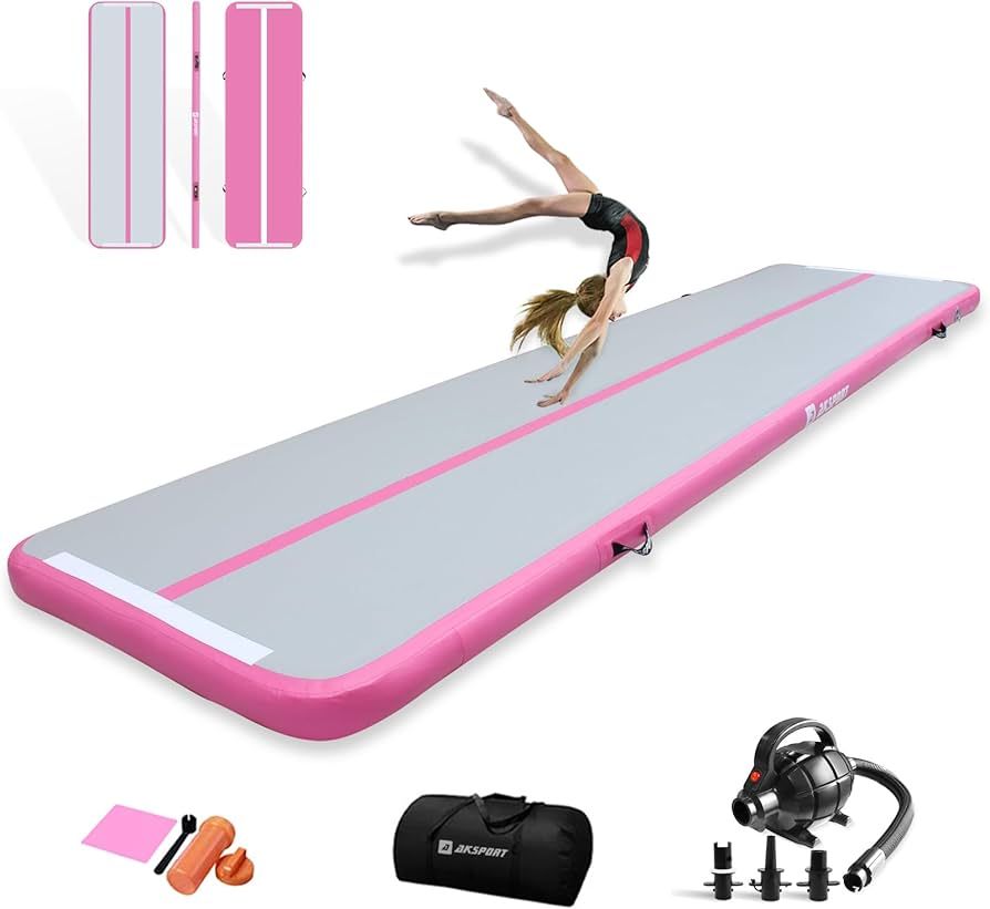 AKSPORT Gymnastics Air Mat Tumble Track Tumbling Mat Inflatable Floor Mats with Air Pump for Home... | Amazon (US)