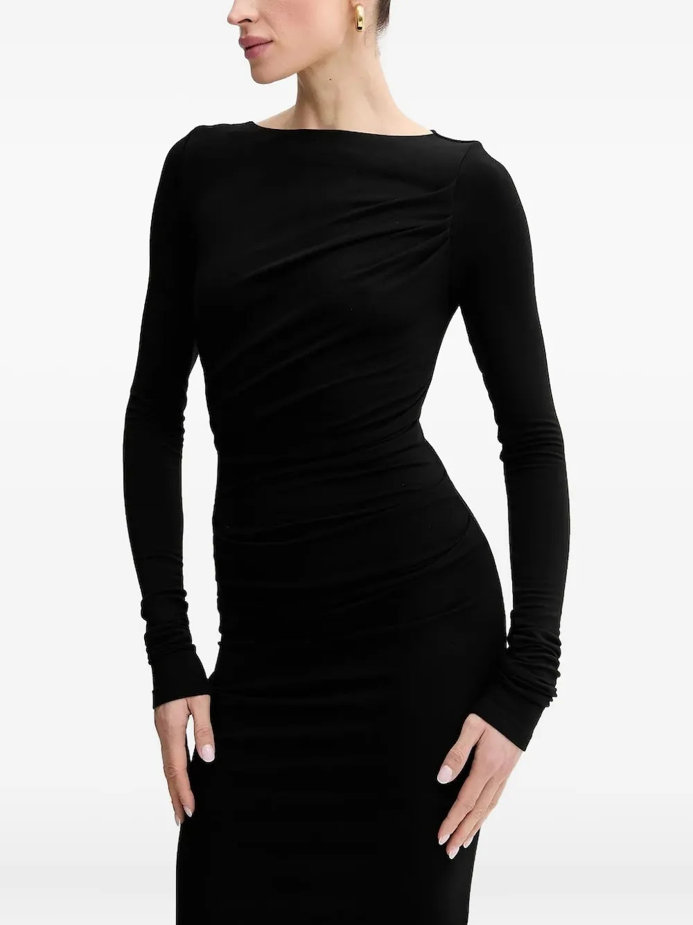 La Mania draped long-sleeve dress - Black | Farfetch Global