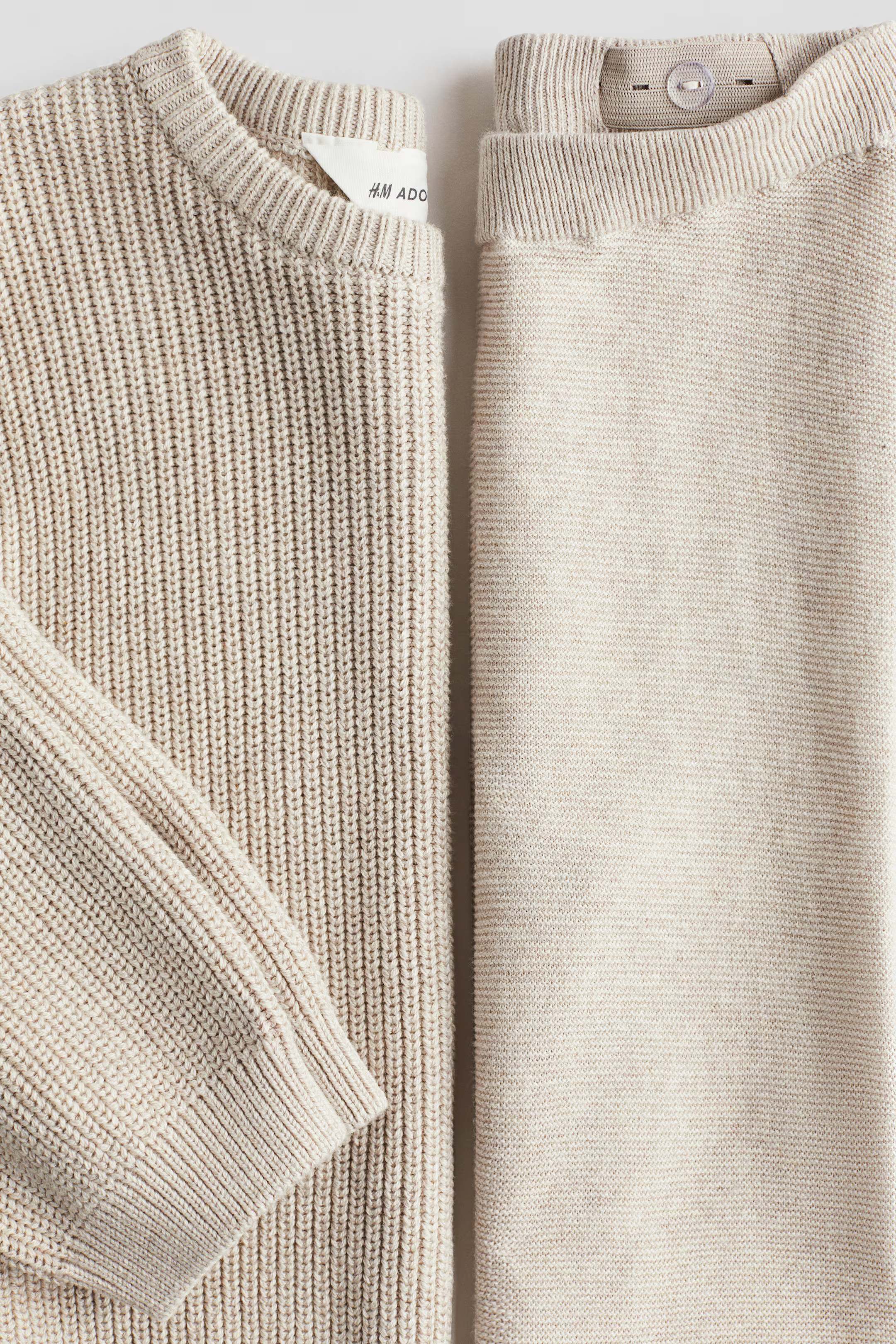 2-piece Cotton-Knit Set - Beige - Kids | H&M CA | H&M (US + CA)