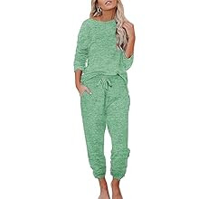 Ekouaer Women's Pajamas Set Long Sleeve Loungewear Soft Joggers Lounge Set with Pockets | Amazon (US)