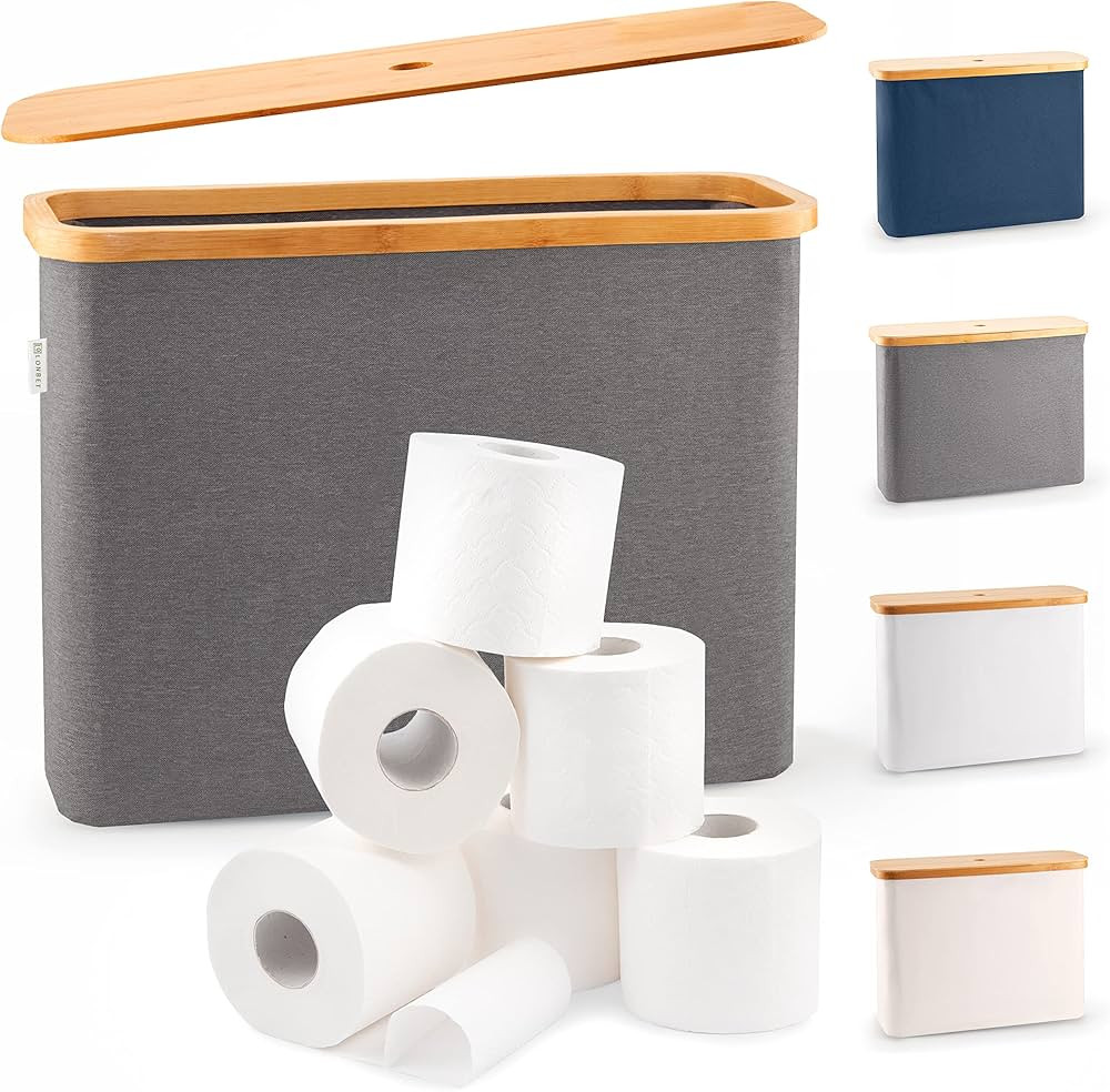 Lonbet - Toilet Paper Basket - Toilet Paper Storage - The Ultimate Bathroom Organizer - Bamboo St... | Amazon (US)