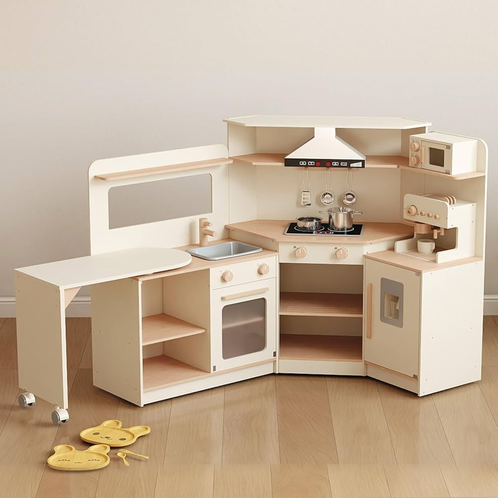 Asweets Play Kitchen for Kids, Wooden Kitchen Playset for Toddlers with Range Hood, Coffee Maker,... | Amazon (US)