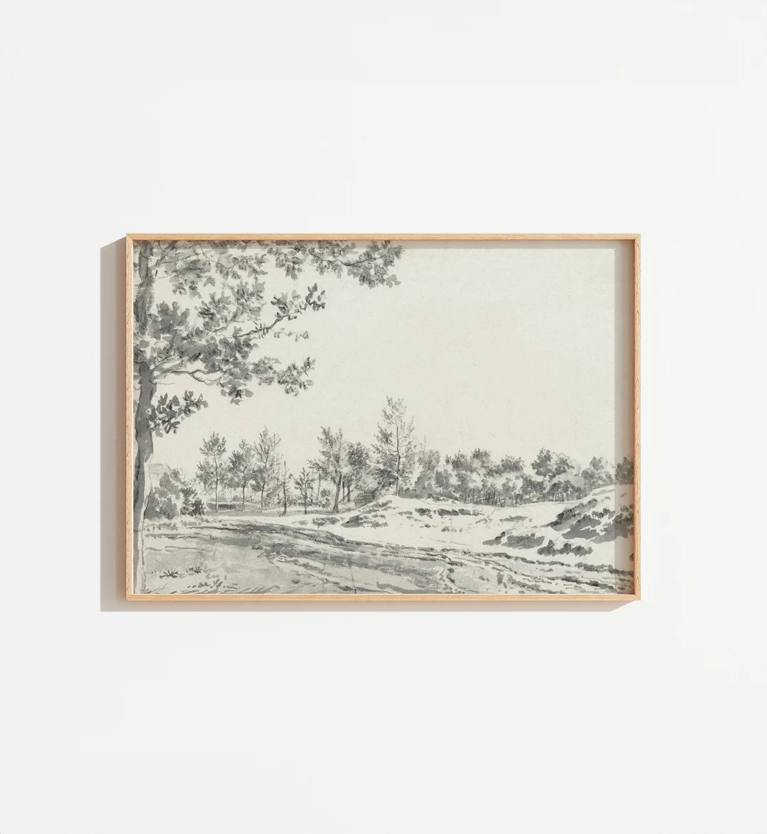 Vintage Landscape Drawing Black and White Sketch Drawing Neutral Wall Art PRINTABLE Wall Art Tree... | Etsy (US)